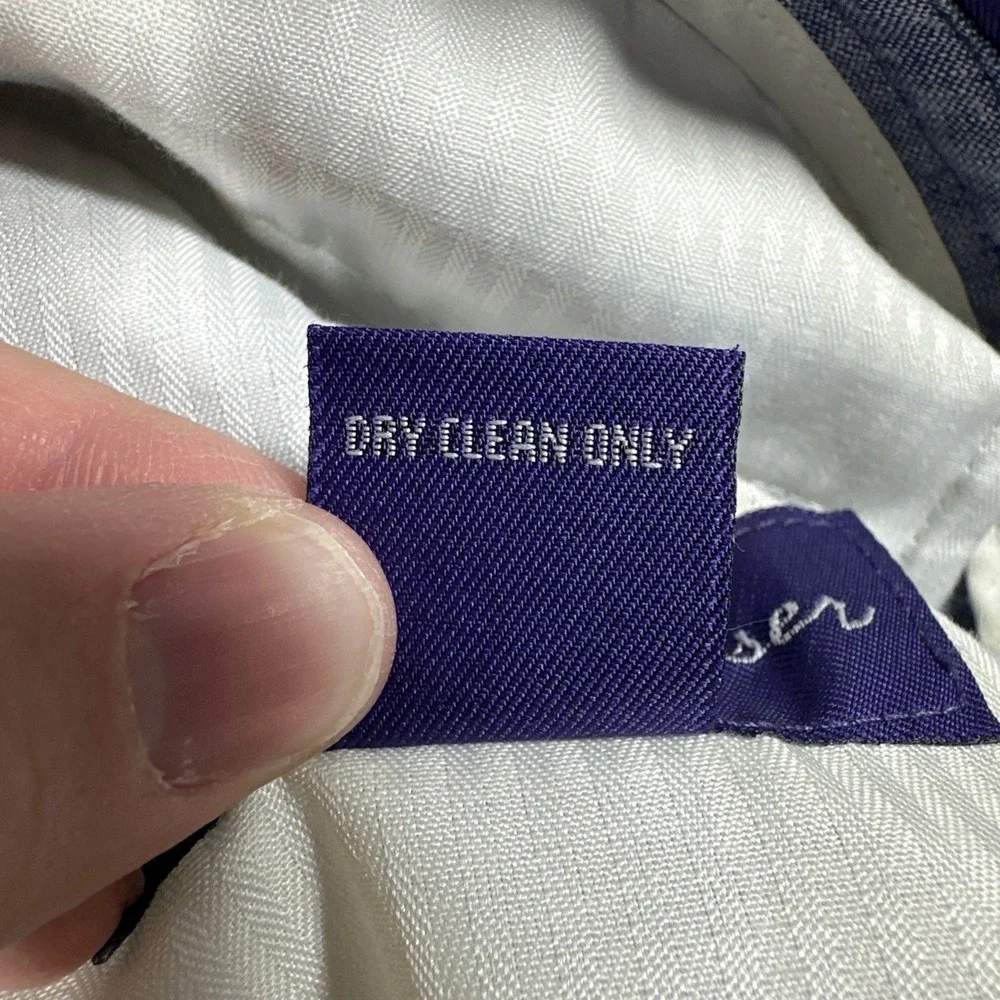 Alan Flusser Pleated Linen Rayon Blend Pants Men's 34x30 Blue Trousers Cuffed